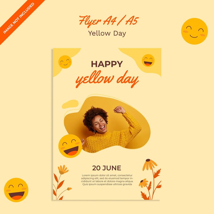 PSD modello di progettazione del poster verticale del giorno giallo