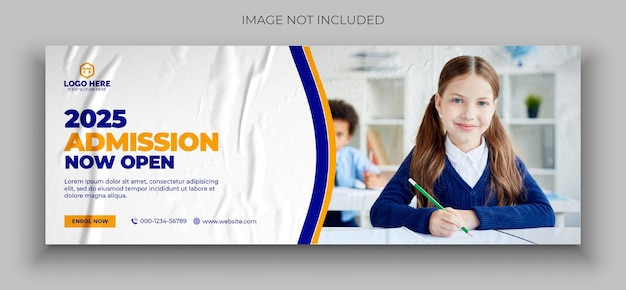 Modello di progettazione della foto di copertina dell'ammissione alla scuola per bambini