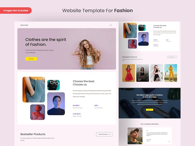 Modello di progettazione della pagina del sito Web di moda
