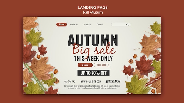 Modello di progettazione della pagina di destinazione autunnale