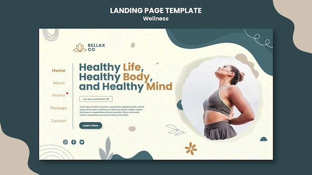 Modello di progettazione della pagina di destinazione del benessere