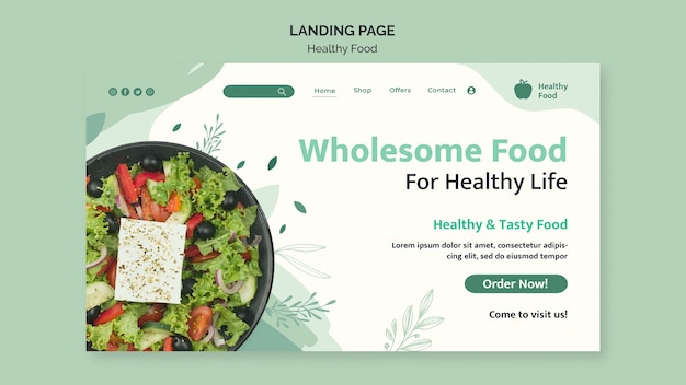 Modello di progettazione della pagina di destinazione del cibo sano