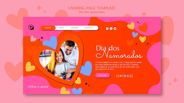 Modello di progettazione della pagina di destinazione di Dia dos Namorados