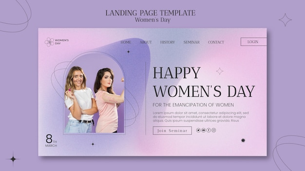 Modello di progettazione della pagina di destinazione per la festa della donna