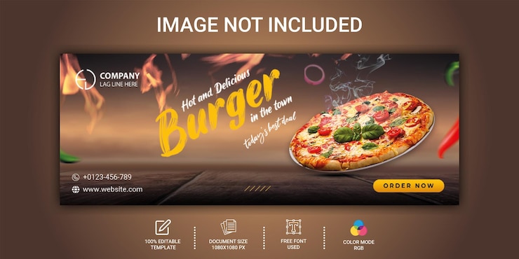PSD modello di progettazione della pagina speleologo di facebook per pizza