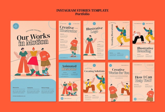 Modello di progettazione della storia del portfolio insta