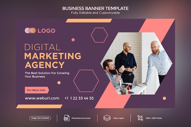 Modello di progettazione di banner aziendali per agenzie di marketing digitale