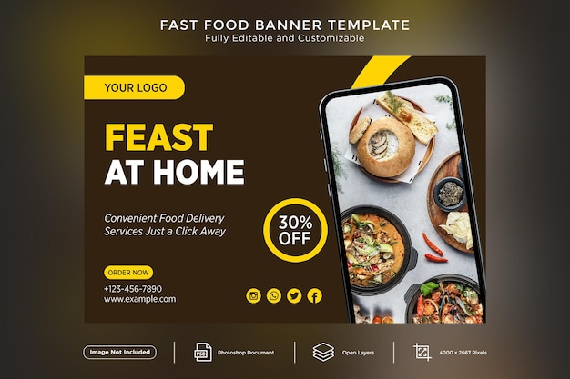 Modello di progettazione di banner di fast food