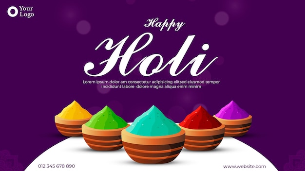 Modello di progettazione di Banner festival Holi PSD Gratis