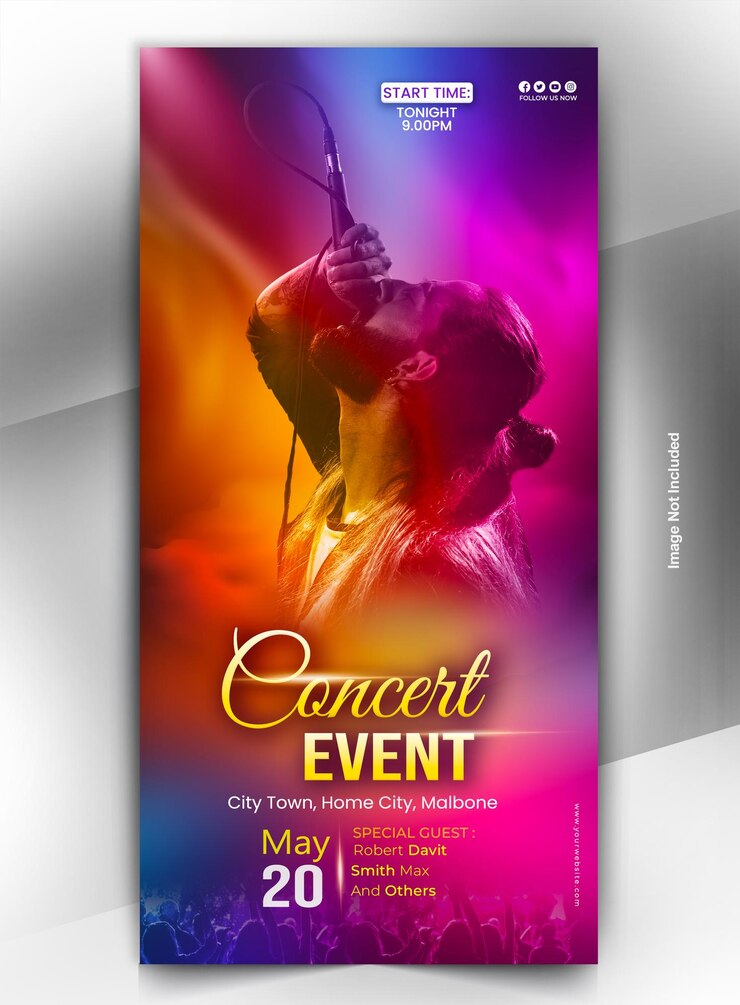 PSD modello di progettazione di banner per la mostra di feste musicali