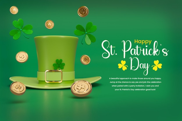 Modello di progettazione di banner per social media 3d per la celebrazione del giorno di san patrizio