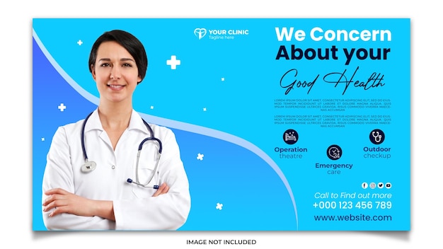 Modello di progettazione di banner per social media sanitari medici