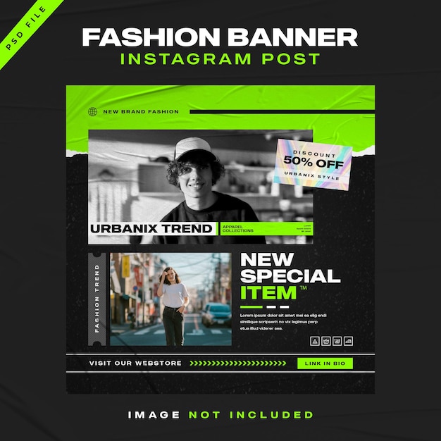 modello di progettazione di banner post instagram di moda streetwear