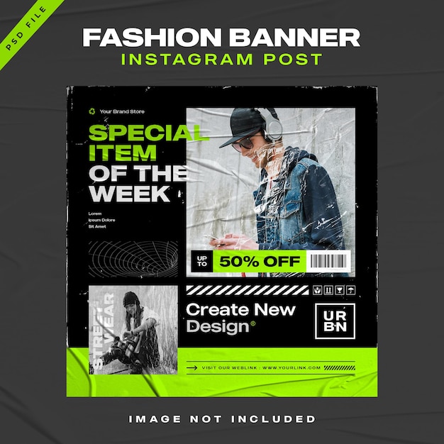 Modello di progettazione di banner post instagram di moda streetwear
