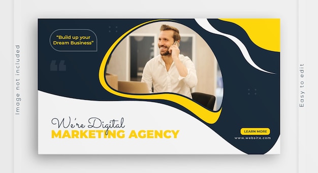 Modello di progettazione di banner web creativo per agenzie di marketing digitale, campagne sui social media e branding