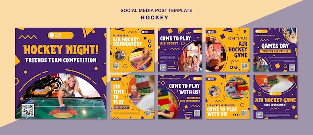 Modello di progettazione di post di instagram di hockey da tavolo