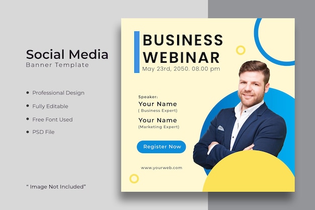 Modello di progettazione di post per webinar aziendali su Instagram