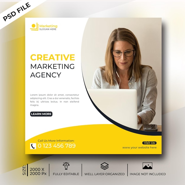 Modello di progettazione di post sui social media di marketing digitale