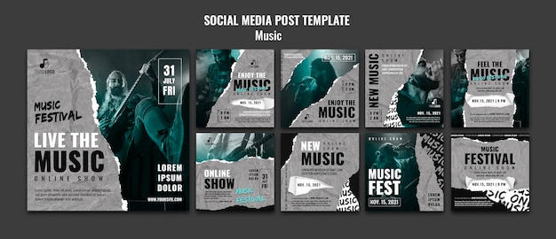 Modello di progettazione di post sui social media musicali
