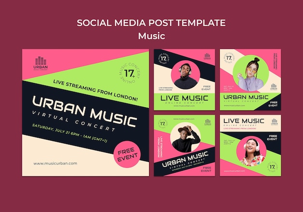 Modello di progettazione di post sui social media per spettacoli musicali