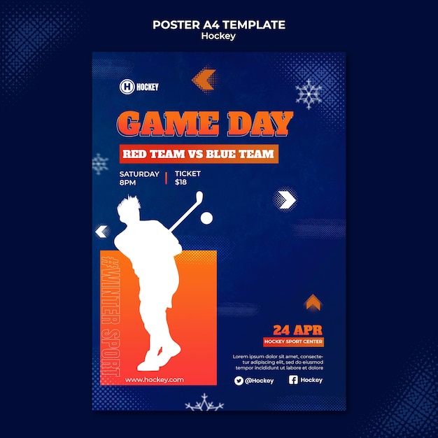 Modello di progettazione di poster sportivo per l'hockey