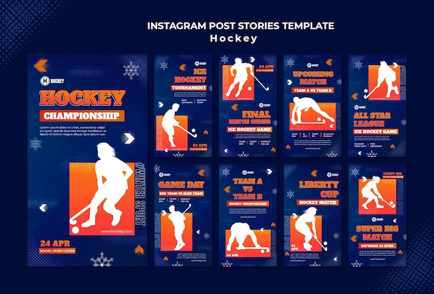Modello di progettazione di storie di instagram di sport di hockey