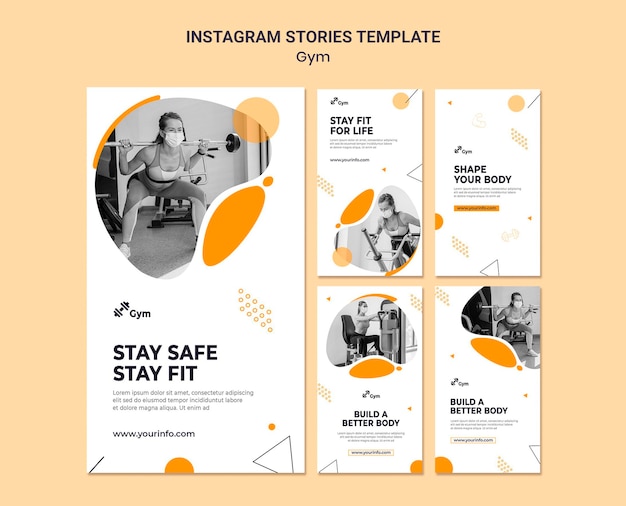 Modello di progettazione di storie di instagram in palestra