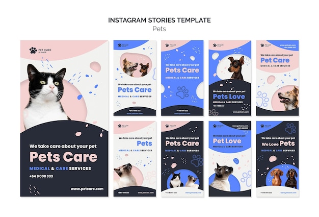 Modello di progettazione di storie di instagram per la cura degli animali domestici