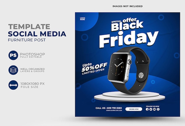 Modello di progettazione di volantini per i social media della vendita speciale del Black Friday