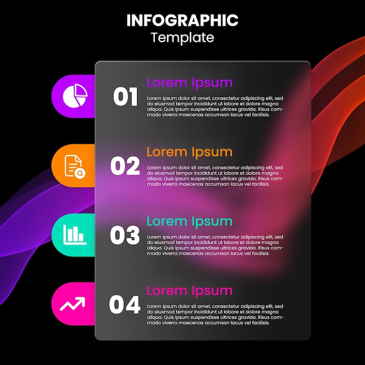 PSD modello di progettazione infografica con forma di vetro