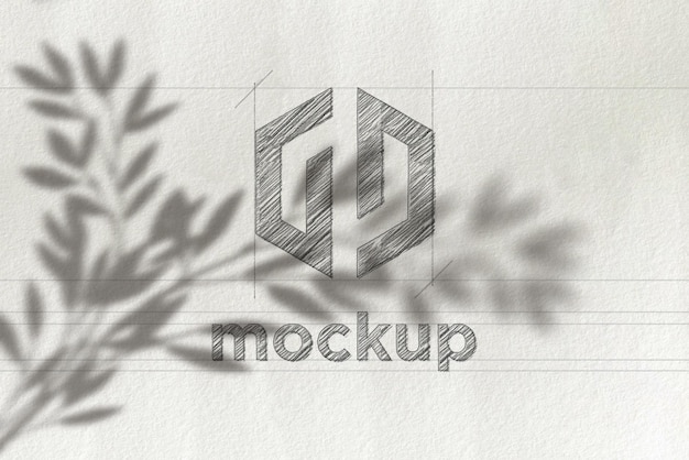 Modello di progettazione mockup logo schizzo a matita