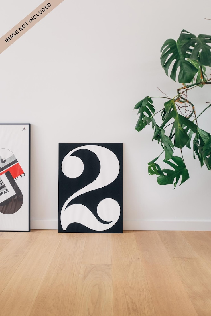 Modello di progettazione mockup poster da parete con foglie di albero