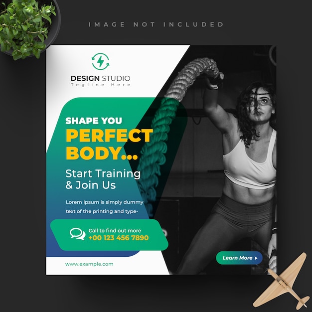 Modello di progettazione post social media palestra fitness