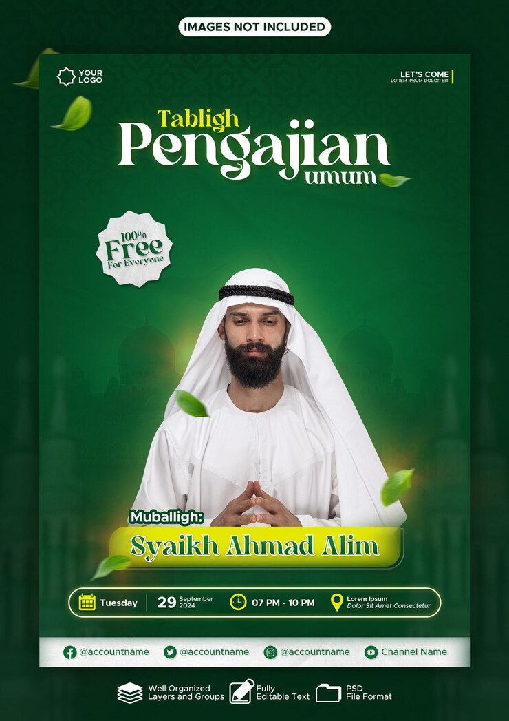 PSD modello di progettazione psd islamico per tabligh pengajian e dakwah
