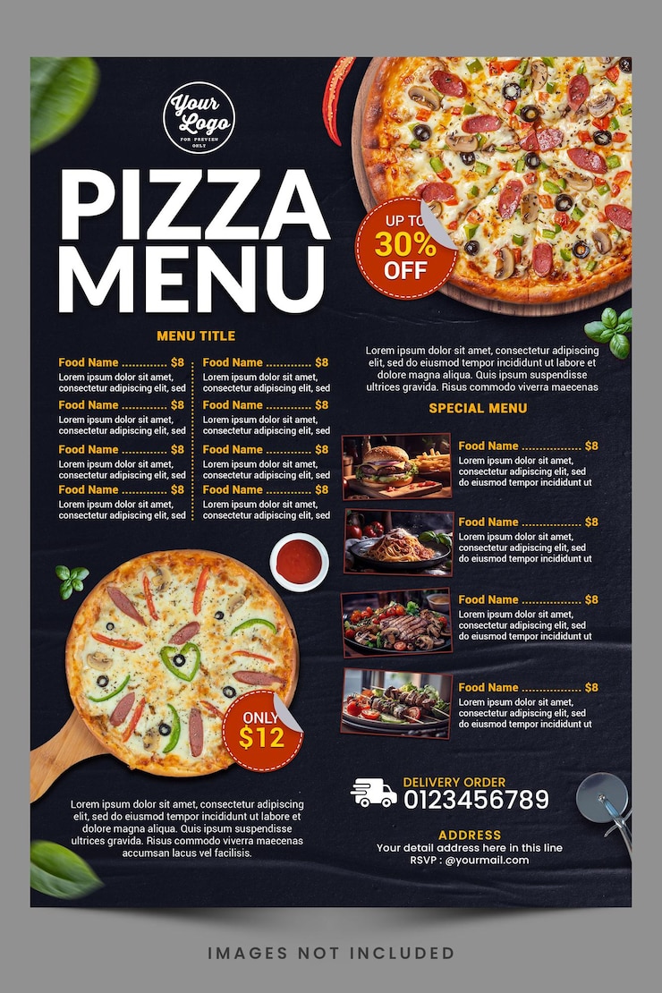 PSD modello di promozione alimentare di pizza