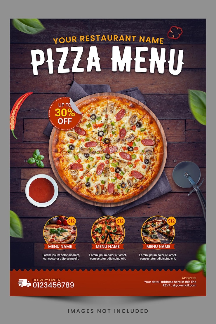 PSD modello di promozione alimentare di pizza