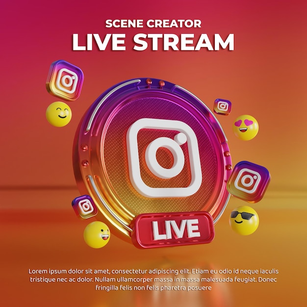 Modello di promozione del marketing digitale in streaming live di instagram di social media di concetto creativo