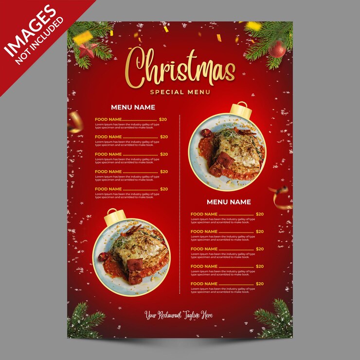 Modello di promozione del menu speciale di Natale