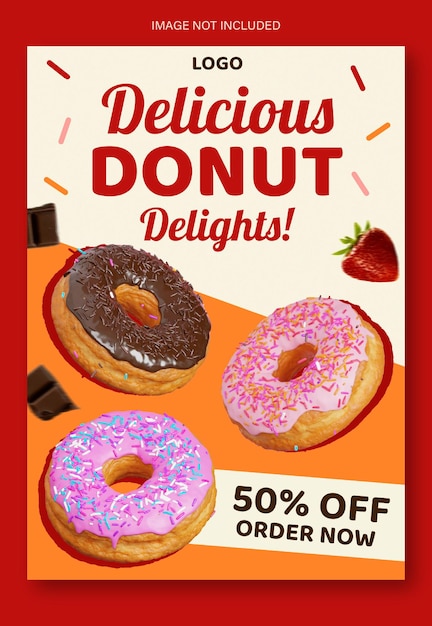 Modello di promozione del poster di ciambella alimentare A4 Design PSD