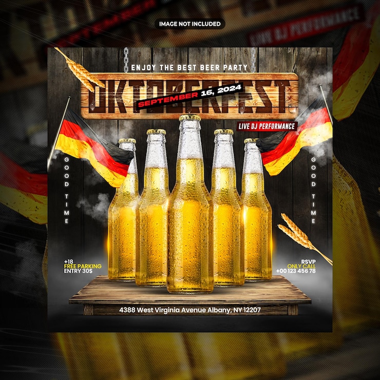 PSD modello di promozione di post o volantini sui social media del festival della birra dell'oktoberfest