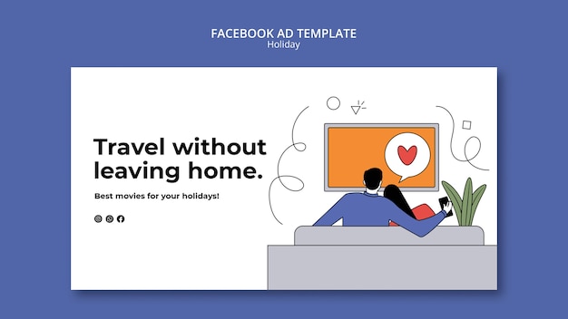 Modello di promozione sui social media per le vacanze da casa