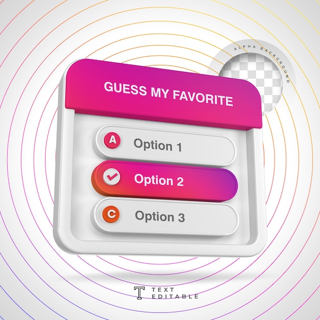 Modello di quiz design social media 3d