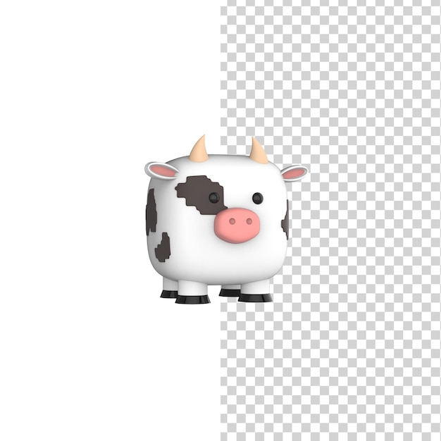 Modello di rendering 3D Cube Happy Cow