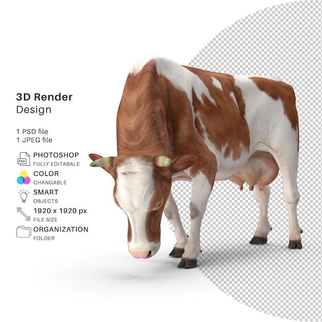 Modello di rendering 3D della mucca