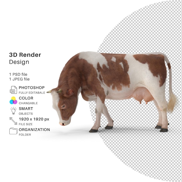 Modello di rendering 3D della mucca