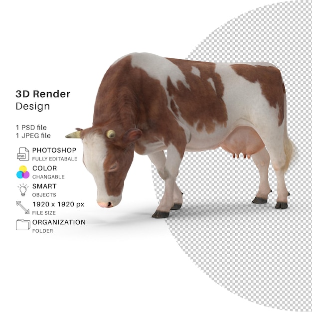 Modello di rendering 3D della mucca