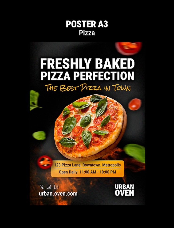 PSD modello di ristorante di pizza deliziosa