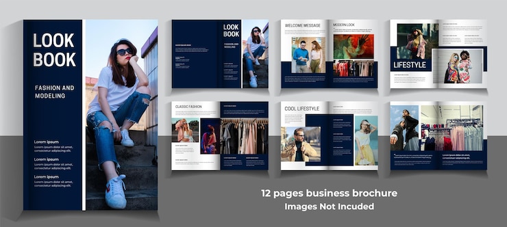 PSD modello di rivista di moda di 12 pagine dal design minimalista