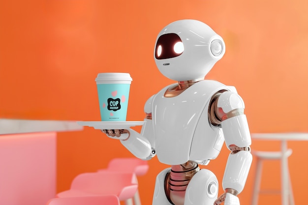 Modello di robot che serve cibo e bevande
