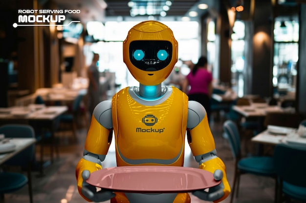 Modello di robot che serve cibo e bevande